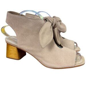 Bernardo Lizzie Nubuck Leather Bow Ankle Strap Chunky Heels Sandals Shoes sz 10